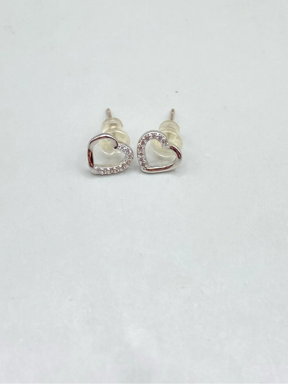 Silver CZ Open Heart Earrings